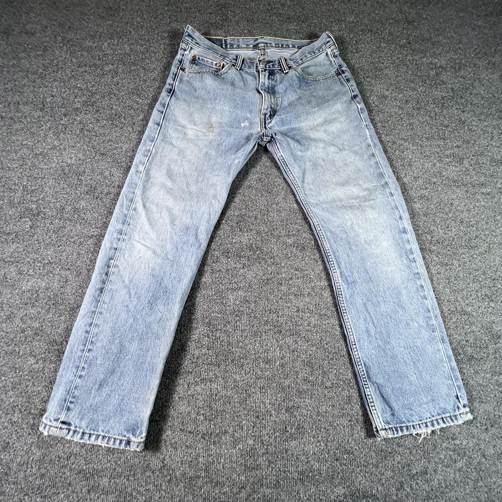 Levi's 505 Straight Jeans Men's 33x29 Blue Cotton Denim Faded Mid Rise Workwear